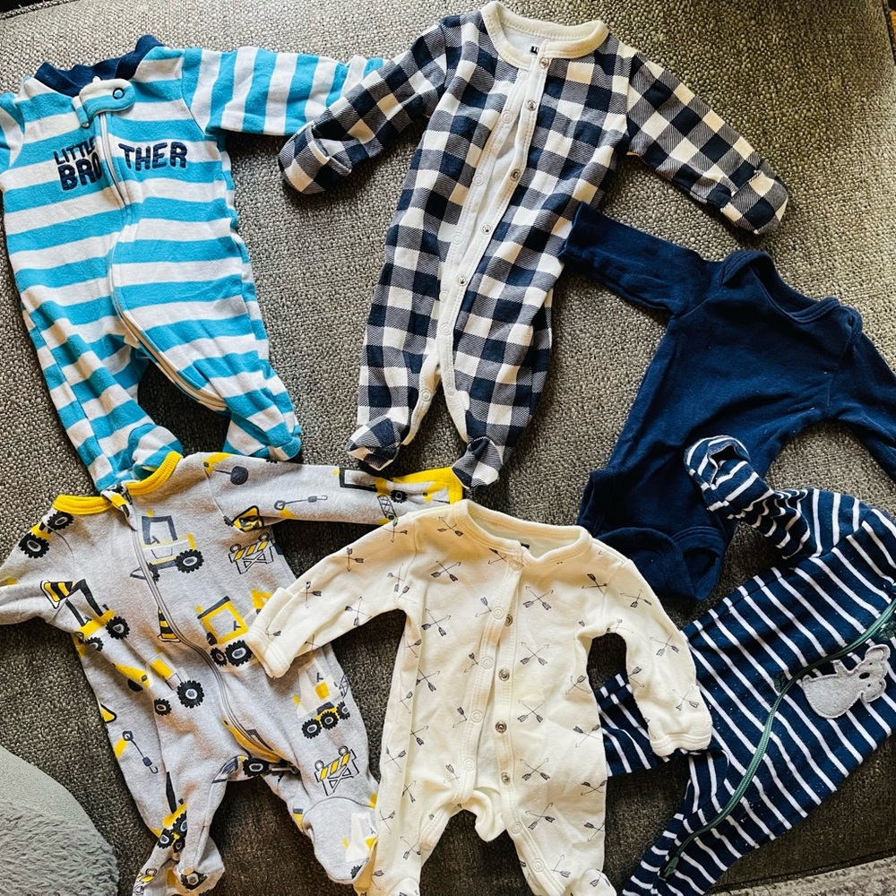 Preemie Baby Boy Bundle (5 sleepers and one long sleeve onesie)